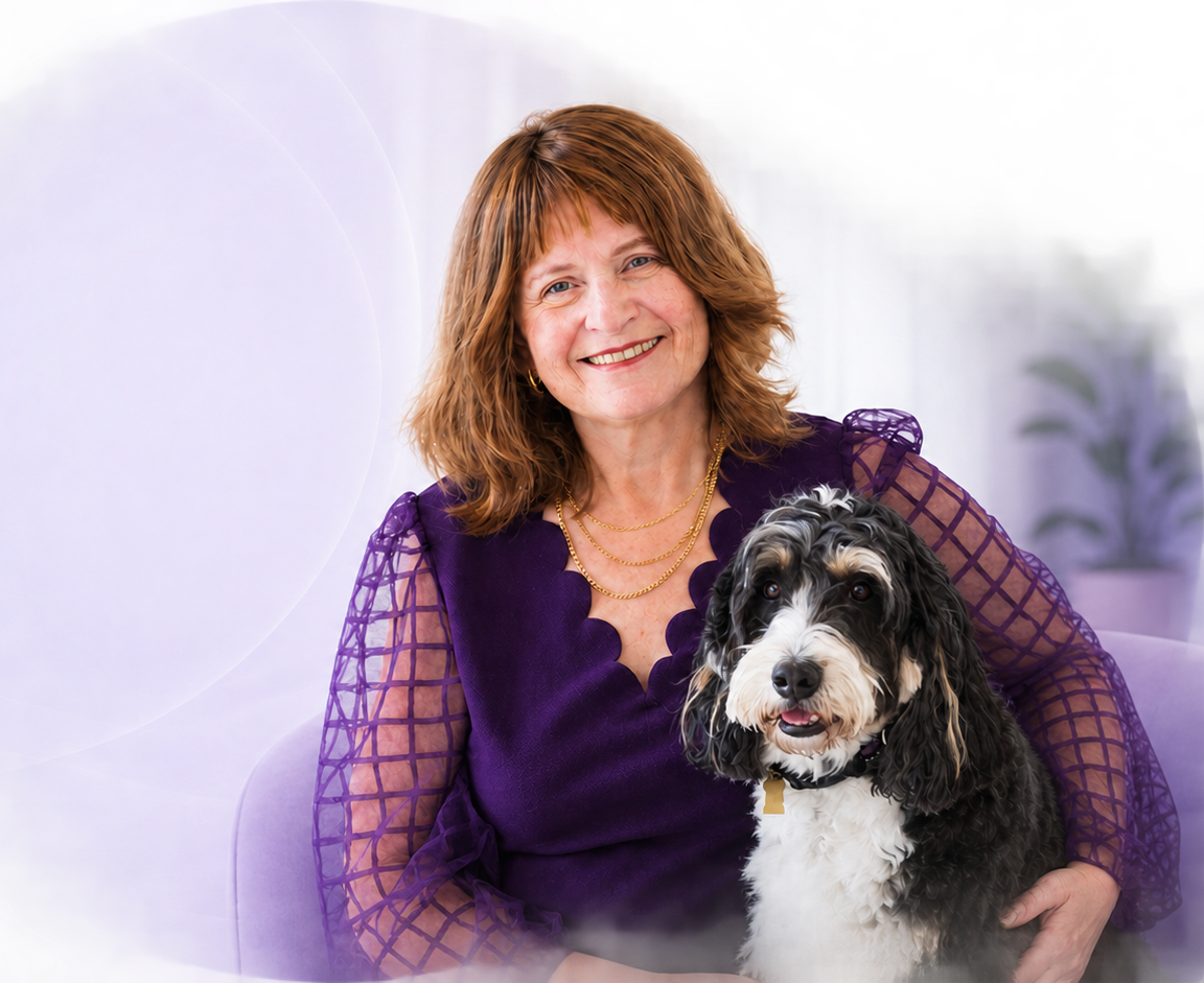 Carolyn Cahn smiling with her dog